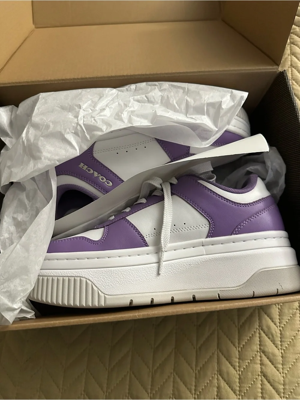 Coach women Lavender and White Low-Top Sneakers